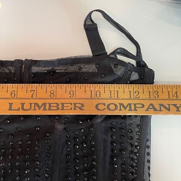 KIKIRIKI MESH BEADED SEQUINS SPAGHETTI STRAP LONG MAXI DRESS SIZE: M GOTTI PARTY - Picture 8 of 9